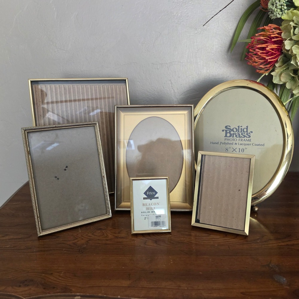 Lot of 6 VTG Gold Tone Brass & Metal Picture Gallery Tabletop Collection